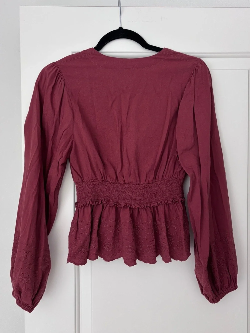 Old Navy Puff-Sleeve Wrap-Effect Smocked Blouse